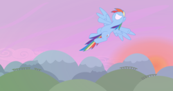 Size: 4096x2160 | Tagged: safe, artist:mazli, rainbow dash, pony, g4, female, flying, smiling, solo, sunset, vector