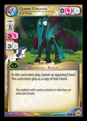 Size: 344x480 | Tagged: safe, enterplay, mean rarity, queen chrysalis, changeling, pony, friends forever (set), g4, my little pony collectible card game, the mean 6, ccg, clone, merchandise