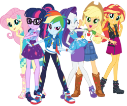 Size: 2048x1706 | Tagged: safe, edit, edited screencap, editor:php77, screencap, applejack, fluttershy, rainbow dash, rarity, sci-twi, sunset shimmer, twilight sparkle, equestria girls, g4, my little pony equestria girls: better together, official, bad edit, converse, female, geode of empathy, geode of fauna, geode of shielding, geode of super speed, geode of super strength, geode of telekinesis, humane five, humane six, magical geodes, not a vector, rarity peplum dress, shoes, sneakers