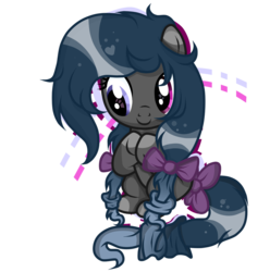 Size: 1024x1032 | Tagged: safe, artist:dl-ai2k, oc, oc only, earth pony, pony, bow, female, filly, hair bow, heterochromia, simple background, solo, transparent background