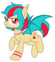 Size: 1442x1637 | Tagged: safe, artist:crystal-tranquility, oc, oc only, oc:cherry bomb, bat pony, pony, female, mare, show accurate, simple background, solo, transparent background