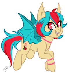 Size: 803x854 | Tagged: safe, artist:peaceouttopizza23, oc, oc only, oc:cherry bomb, bat pony, pony, female, mare, simple background, solo, transparent background