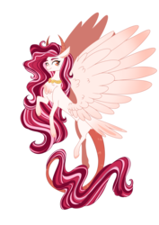 Size: 2894x4093 | Tagged: safe, artist:whalepornoz, oc, oc only, draconequus, hybrid, adoptable, horns, interspecies offspring, jewelry, necklace, offspring, parent:discord, parent:princess celestia, parents:dislestia, solo, wings