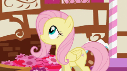 Size: 480x270 | Tagged: safe, artist:forgalorga, fluttershy, pegasus, pony, pony and magical artifact, g4, :i, animated, cute, faic, female, fluttershy is not amused, gif, mare, profile, shyabetes, solo, turned head, unamused, wut face