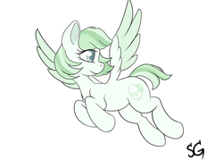 Size: 1600x1200 | Tagged: safe, artist:sunlightgryphon, oc, oc:melon milk, pegasus, pony, flying, simple background, white background