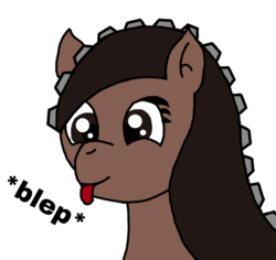 Size: 1012x955 | Tagged: safe, artist:juani236, edit, oc, oc only, oc:couchry desim, earth pony, pony, :p, digital art, happy, re-edit, silly, simple background, solo, tongue out, transparent background, zipper