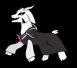 Size: 2600x2300 | Tagged: safe, artist:maxter-advance, pony, asriel dreemurr, black background, clothes, crossover, god of hyperdeath, hearth, high res, horns, levitation, magic, ponified, robe, shoulder pads, simple background, smiling, solo, undertale