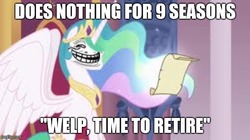 Size: 668x374 | Tagged: safe, edit, edited screencap, screencap, princess celestia, pony, g4, season 9, meme, trollestia, trollface, uselesstia