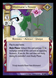 Size: 344x480 | Tagged: safe, rarity, pony, g4, shadow play, ccg, enterplay, female, flower, friends forever (enterplay), merchandise, mistmane's flower, solo