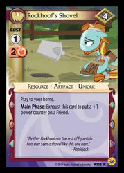 Size: 344x480 | Tagged: safe, enterplay, rockhoof, earth pony, pony, friends forever (set), g4, my little pony collectible card game, ccg, male, merchandise, rockhoof's shovel, shovel, solo
