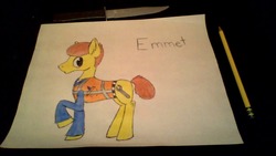 Size: 1280x720 | Tagged: safe, artist:cifurrs, pony, emmet brickowski, lego, ponified, solo, the lego movie, traditional art
