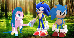 Size: 1024x526 | Tagged: safe, artist:inklingsfan144, pony, 3d, classic sonic, crossover, lego, male, mmd, ponified, sonic the hedgehog, sonic the hedgehog (series), the lego movie, unikitty