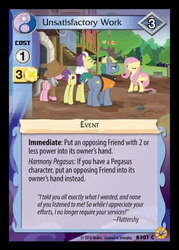 Size: 344x480 | Tagged: safe, enterplay, dandy grandeur, fluttershy, hard hat (g4), wrangler, earth pony, pegasus, pony, unicorn, fluttershy leans in, friends forever (set), g4, my little pony collectible card game, ccg, female, male, mare, merchandise, stallion