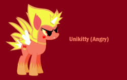 Size: 755x475 | Tagged: safe, artist:selenaede, artist:worldofcaitlyn, alicorn, pony, alicornified, angry, angry kitty, base used, lego, ponified, race swap, simple background, solo, the lego movie, unikitty, unikitty!