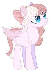 Size: 834x1237 | Tagged: safe, artist:at--ease, oc, oc only, pegasus, pony, base used, bow, ear piercing, female, mare, piercing, simple background, smiling, solo, tail, tail bow, transparent background