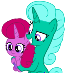 Size: 841x922 | Tagged: safe, artist:徐詩珮, glitter drops, oc, oc only, oc:ehenk berrytwist, pony, unicorn, g4, baby, baby pony, base used, female, filly, magical lesbian spawn, mare, mother and daughter, next generation, offspring, parent:glitter drops, parent:tempest shadow, parents:glittershadow, simple background, solo, transparent background