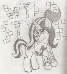 Size: 1660x1848 | Tagged: safe, artist:stone39, pony, lego, pencil drawing, ponified, solo, the lego movie, traditional art, wyldstyle