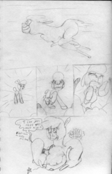 Size: 1691x2618 | Tagged: safe, artist:firefanatic, paprika (tfh), pom (tfh), alpaca, lamb, sheep, them's fightin' herds, behaving like a dog, chest fluff, comic, community related, crying, fear, pain, pencil drawing, running, sketch, tail wag, traditional art