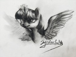 Size: 1280x960 | Tagged: safe, artist:oofycolorful, twilight sparkle, alicorn, pony, g4, black and white, female, grayscale, magic, mare, monochrome, simple background, solo, spread wings, traditional art, twilight sparkle (alicorn), wings