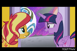 Size: 640x426 | Tagged: safe, edit, edited screencap, editor:teren rogriss, screencap, sunset shimmer, twilight sparkle, alicorn, unicorn, equestria girls, equestria girls series, forgotten friendship, g4, aurebesh, butt, comic, cutie mark, earth, female, gritted teeth, horn, italic, mare, moon, open mouth, plot, screencap comic, space, to the moon, twilight sparkle (alicorn), wings