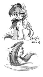 Size: 1080x1920 | Tagged: safe, artist:oofycolorful, fluttershy, rainbow dash, pegasus, pony, g4, black and white, female, grayscale, mare, monochrome, simple background, sitting, white background