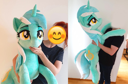 Size: 3748x2464 | Tagged: safe, artist:epicrainbowcrafts, lyra heartstrings, human, g4, high res, irl, irl human, life size, photo, plushie