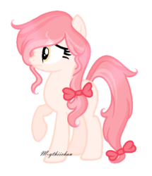 Size: 486x564 | Tagged: safe, artist:m-ythiichan, oc, oc only, oc:radiant sketch, earth pony, pony, base used, bow, female, hair bow, mare, simple background, solo, transparent background