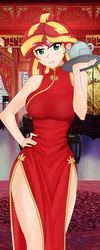 Size: 395x991 | Tagged: safe, artist:anonix123, sunset shimmer, human, equestria girls, g4, breasts, busty sunset shimmer, cheongsam, chinese dress, chinese new year, clothes, female, humanized, sexy, solo, stupid sexy sunset shimmer, sultry pose, year of the pig