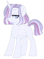 Size: 1024x1355 | Tagged: safe, artist:azure-art-wave, oc, oc only, oc:pearl luster, pony, unicorn, deviantart watermark, female, hair over one eye, mare, obtrusive watermark, offspring's offspring, simple background, solo, transparent background, watermark