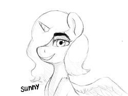 Size: 1600x1200 | Tagged: safe, artist:sunlightgryphon, princess luna, alicorn, pony, g4, looking at you, simple background, sketch, smiling
