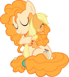 Size: 8394x9300 | Tagged: safe, artist:ace play, applejack, pear butter, earth pony, pony, g4, absurd resolution, cute, daaaaaaaaaaaw, duo, eyes closed, female, filly, filly applejack, hug, jackabetes, mother and daughter, pearabetes, simple background, sweet dreams fuel, transparent background, vector, younger