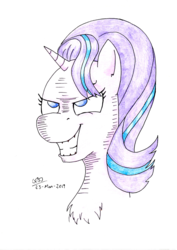 Size: 2477x3500 | Tagged: safe, artist:gafelpoez, starlight glimmer, pony, unicorn, g4, ac/dc, blue eyes, evil smile, evil starlight, grin, high res, smiling, solo
