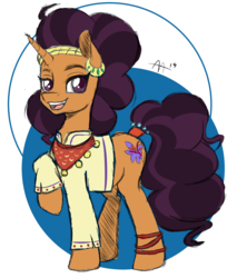 Size: 2365x2780 | Tagged: safe, artist:shelltoon, saffron masala, pony, unicorn, g4, clothes, ear piercing, earring, female, high res, jewelry, mare, piercing, simple background, solo