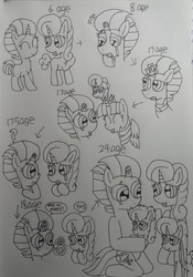 Size: 2026x2900 | Tagged: safe, artist:徐詩珮, fizzlepop berrytwist, glitter drops, tempest shadow, twilight sparkle, oc, oc:betty pop, oc:ehenk berrytwist, alicorn, pony, unicorn, g4, my little pony: the movie, broken horn, crown, crying, family, female, filly, filly glitter drops, filly tempest shadow, glowing horn, high res, horn, jewelry, lesbian, lineart, magic, magical lesbian spawn, mare, mother and daughter, offspring, parent:glitter drops, parent:tempest shadow, parents:glittershadow, regalia, ring, sad, ship:glittershadow, shipping, traditional art, twilight sparkle (alicorn)