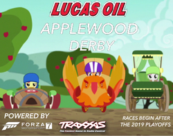 Size: 750x590 | Tagged: safe, edit, edited screencap, screencap, apple bloom, scootaloo, sweetie belle, earth pony, pony, fanfic:equestria motorsports, friendship is magic, g4, the cart before the ponies, applewood derby, cutie mark crusaders, fanfiction idea, forza motorsport 7, lucas oil, lucas oil applewood derby, photo, traxxas