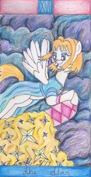Size: 452x877 | Tagged: safe, artist:pristine1281, oc, oc only, oc:rose pal, pegasus, pony, clothes, dress, female, mare, solo, tarot, the star, traditional art