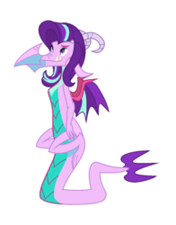 Size: 836x1064 | Tagged: safe, derpibooru exclusive, edit, editor:proto29, starlight glimmer, dragon, g4, dragonified, dungeons and dragons, female, glimmerdragon, ogres and oubliettes, pen and paper rpg, rpg, simple background, solo, species swap, tail stand, transformation, white background