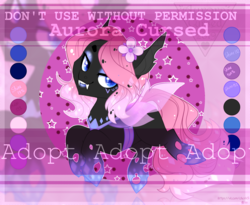 Size: 2155x1771 | Tagged: safe, artist:auroracursed, oc, oc only, changeling, adoptable, advertisement, auction, changeling oc, commission, cute, cute little fangs, digital art, fangs, female, looking at you, obtrusive watermark, ocbetes, open mouth, pink changeling, smiling, solo, watermark