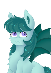 Size: 1700x2400 | Tagged: safe, artist:mynillion, oc, oc only, oc:aster bloom, bat pony, pony, bat pony oc, bat wings, cheek fluff, chest fluff, ear fluff, female, mare, simple background, solo, spread wings, transparent background, wings