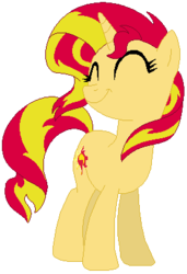 Size: 277x404 | Tagged: safe, artist:selenaede, artist:winter-scarf, sunset shimmer, pony, unicorn, g4, base used, cute, eyes closed, female, mare, shimmerbetes, simple background, smiling, solo, transparent background