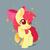Size: 1600x1600 | Tagged: safe, artist:snow angel, apple bloom, earth pony, pony, g4, adorabloom, bow, chest fluff, cute, female, filly, hair bow, heart, raised hoof, signature, simple background, smiling, solo, sparkles