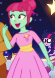 Size: 504x718 | Tagged: safe, screencap, berrymint bounce, sci-twi, twilight sparkle, equestria girls, g4, twilight under the stars, spoiler:eqg series (season 2), background human, cropped