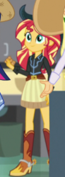 Size: 178x484 | Tagged: safe, screencap, sunset shimmer, equestria girls, equestria girls specials, g4, my little pony equestria girls: dance magic, adorable face, beautiful, belt, boots, clothes, cowboy boots, cowboy hat, cowgirl, cowgirl outfit, cropped, cute, female, hat, high heel boots, shimmerbetes, shoes, skirt, spurs, stetson, woman