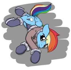 Size: 905x883 | Tagged: safe, artist:umgaris, rainbow dash, pegasus, pony, g4, clothes, female, jacket, leotard, looking at you, lying down, simple background, socks, solo, transparent background