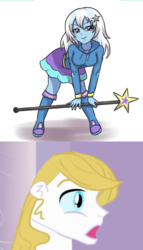 Size: 507x887 | Tagged: safe, artist:sumin6301, editor:jdueler11, prince blueblood, trixie, equestria girls, g4, cute, diatrixes, equestria girls-ified, female, male, ship:bluetrix, shipping, straight, surprised blueblood