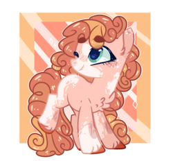 Size: 1420x1320 | Tagged: safe, artist:jxst-alexa, oc, oc only, earth pony, pony, female, magical lesbian spawn, mare, offspring, one eye closed, parent:applejack, parent:pinkie pie, parents:applepie, solo, wink