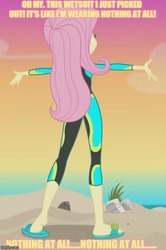 Size: 500x754 | Tagged: safe, fluttershy, aww... baby turtles, equestria girls, equestria girls series, g4, ass, butt, caption, clothes, feels like i'm wearing nothing at all, feet, female, flip-flops, flutterbutt, image macro, meme, sandals, stupid sexy fluttershy, swimsuit, text, the simpsons, wetsuit