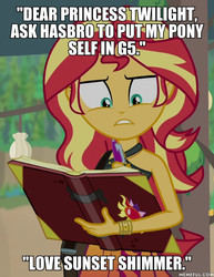 Size: 600x778 | Tagged: safe, edit, edited screencap, screencap, sunset shimmer, equestria girls, equestria girls specials, g4, g5, my little pony equestria girls: better together, my little pony equestria girls: forgotten friendship, book, female, impact font, memeful.com