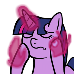 Size: 983x983 | Tagged: safe, artist:gamedevanon, twilight sparkle, pony, unicorn, g4, female, horn, meme, reaction image, solo, the emperor's new groove, when x just right