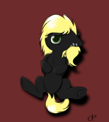 Size: 2225x2499 | Tagged: safe, artist:luxsimx, oc, oc only, oc:veen sundown, pony, high res, on back, piercing, simple background, solo, sundown clan